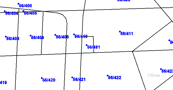 Parcela st. 56/481 v KÚ Hovorčovice, Katastrální mapa