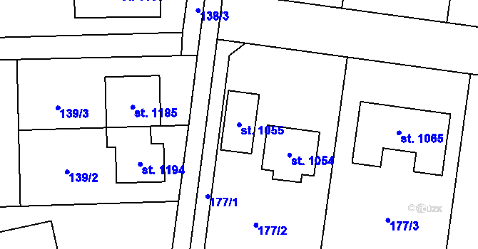 Parcela st. 1055 v KÚ Hovorčovice, Katastrální mapa