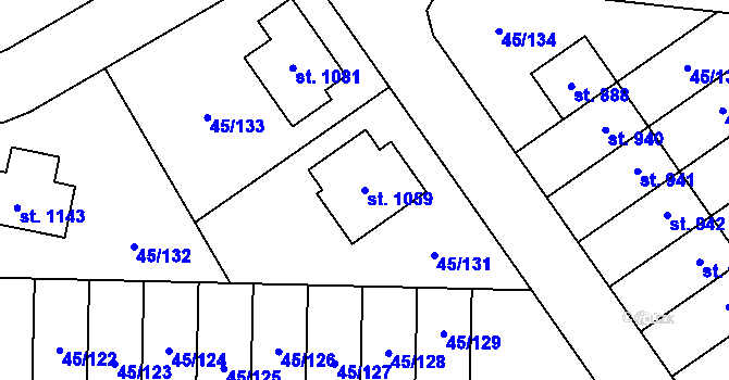 Parcela st. 1059 v KÚ Hovorčovice, Katastrální mapa