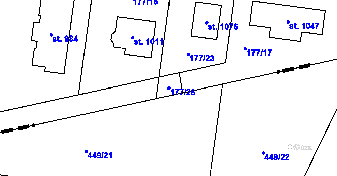 Parcela st. 177/26 v KÚ Hovorčovice, Katastrální mapa