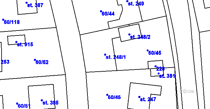 Parcela st. 248/1 v KÚ Hovorčovice, Katastrální mapa