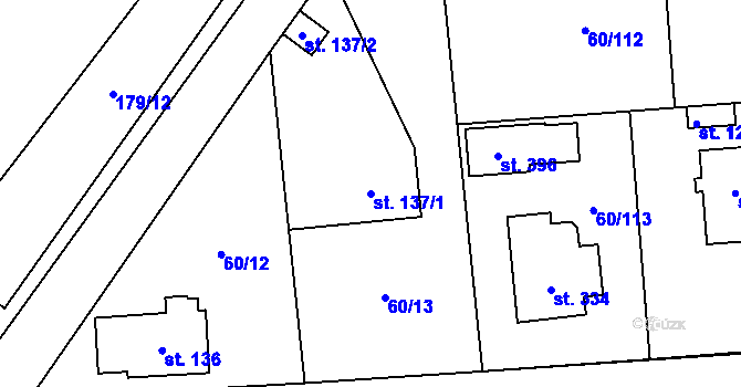 Parcela st. 137/1 v KÚ Hovorčovice, Katastrální mapa