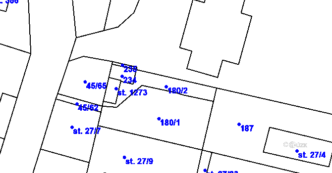 Parcela st. 180/2 v KÚ Hovorčovice, Katastrální mapa