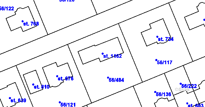 Parcela st. 1162 v KÚ Hovorčovice, Katastrální mapa
