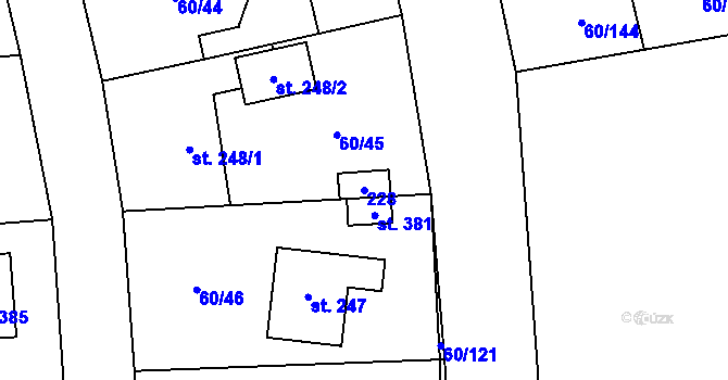 Parcela st. 228 v KÚ Hovorčovice, Katastrální mapa