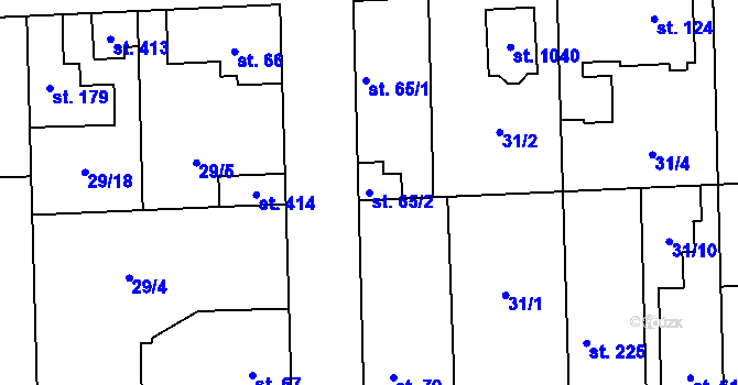 Parcela st. 65/2 v KÚ Hovorčovice, Katastrální mapa
