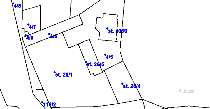 Parcela st. 4/5 v KÚ Hovorčovice, Katastrální mapa