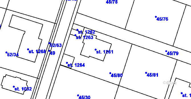 Parcela st. 1261 v KÚ Hovorčovice, Katastrální mapa