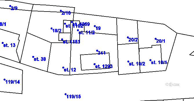 Parcela st. 241 v KÚ Hovorčovice, Katastrální mapa