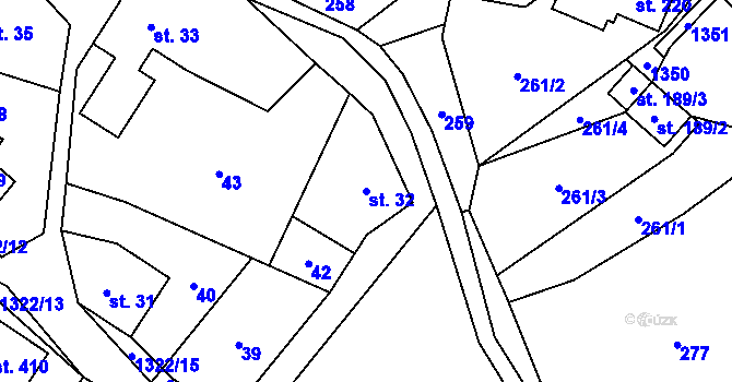 Parcela st. 32 v KÚ Hrabenov, Katastrální mapa
