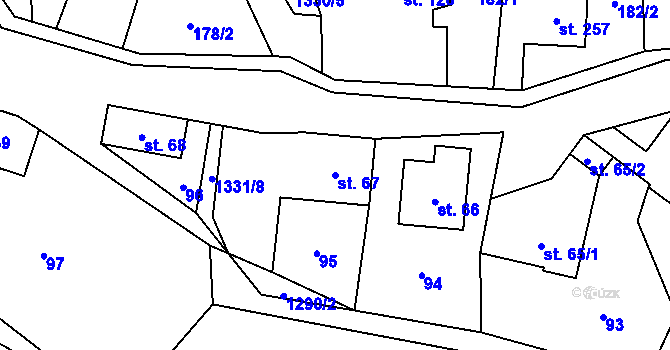 Parcela st. 67 v KÚ Hrabenov, Katastrální mapa
