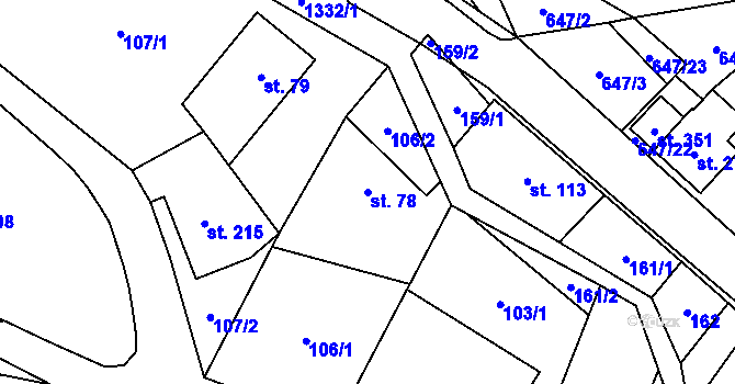 Parcela st. 78 v KÚ Hrabenov, Katastrální mapa