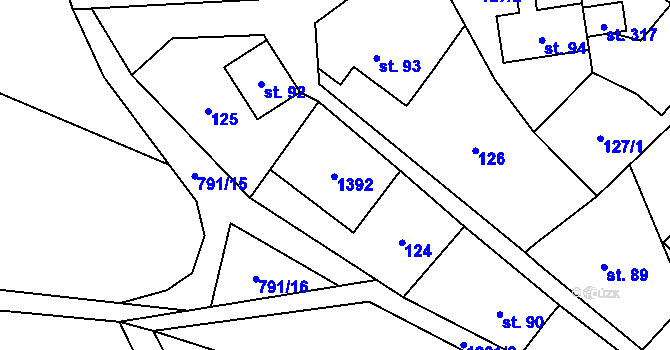 Parcela st. 91 v KÚ Hrabenov, Katastrální mapa