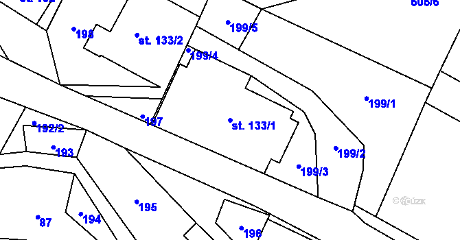 Parcela st. 133/1 v KÚ Hrabenov, Katastrální mapa
