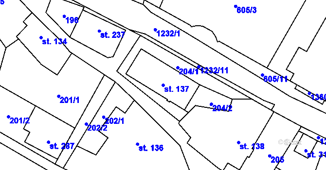 Parcela st. 137 v KÚ Hrabenov, Katastrální mapa