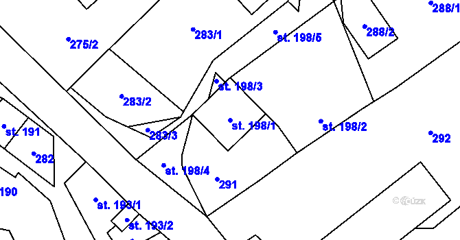 Parcela st. 198/1 v KÚ Hrabenov, Katastrální mapa