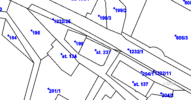 Parcela st. 237 v KÚ Hrabenov, Katastrální mapa