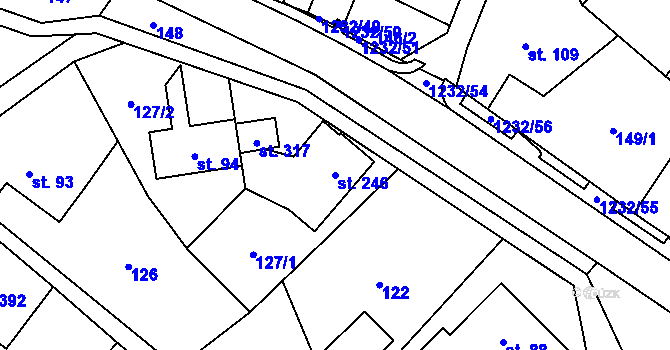 Parcela st. 246 v KÚ Hrabenov, Katastrální mapa