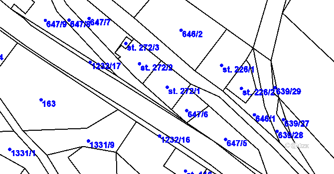 Parcela st. 272/1 v KÚ Hrabenov, Katastrální mapa