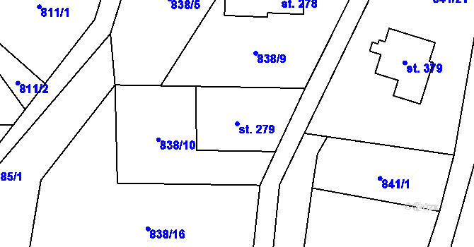 Parcela st. 279 v KÚ Hrabenov, Katastrální mapa