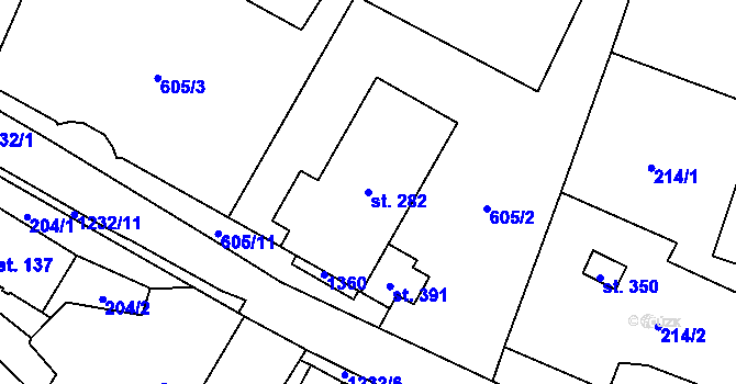 Parcela st. 282 v KÚ Hrabenov, Katastrální mapa
