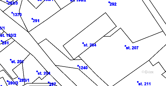 Parcela st. 284 v KÚ Hrabenov, Katastrální mapa