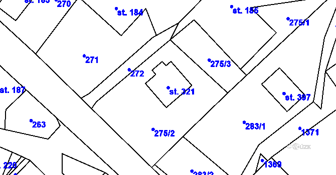 Parcela st. 321 v KÚ Hrabenov, Katastrální mapa