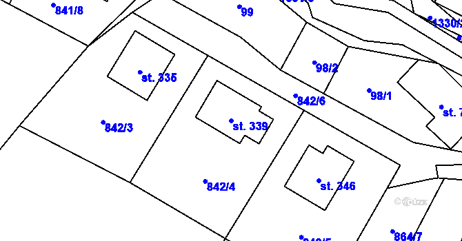 Parcela st. 339 v KÚ Hrabenov, Katastrální mapa