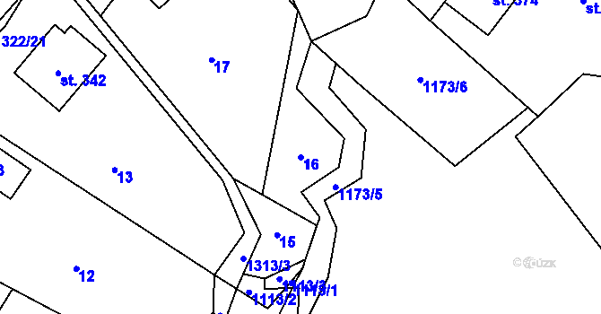 Parcela st. 16 v KÚ Hrabenov, Katastrální mapa