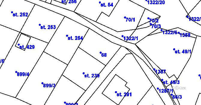 Parcela st. 68 v KÚ Hrabenov, Katastrální mapa