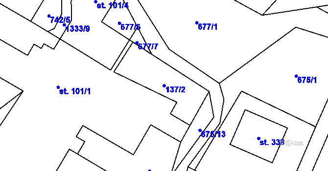 Parcela st. 137/2 v KÚ Hrabenov, Katastrální mapa