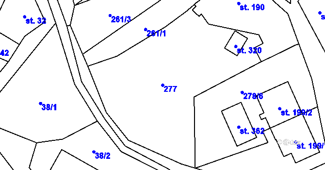 Parcela st. 277 v KÚ Hrabenov, Katastrální mapa