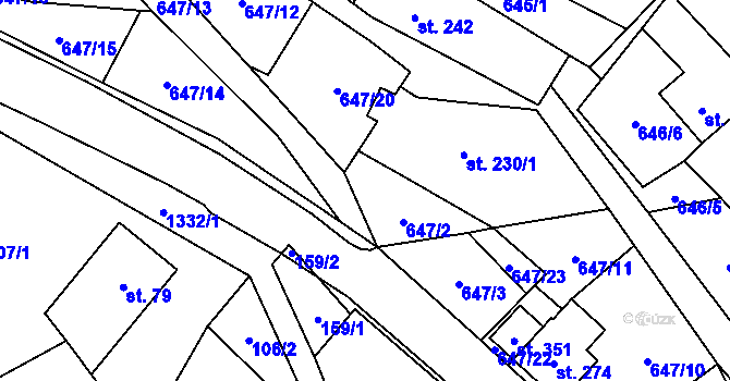 Parcela st. 647/19 v KÚ Hrabenov, Katastrální mapa