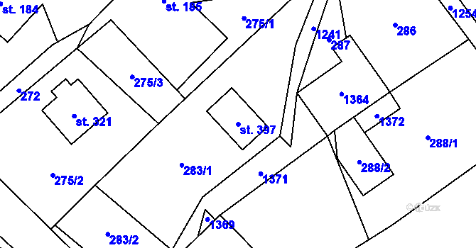 Parcela st. 397 v KÚ Hrabenov, Katastrální mapa