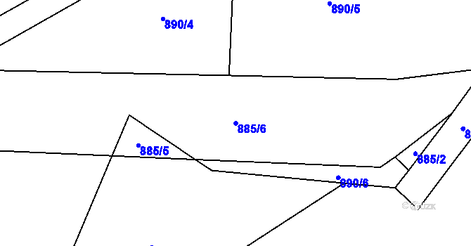 Parcela st. 885/6 v KÚ Hrabenov, Katastrální mapa