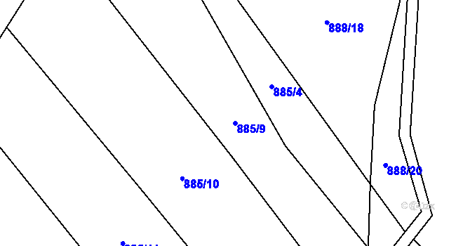 Parcela st. 885/9 v KÚ Hrabenov, Katastrální mapa