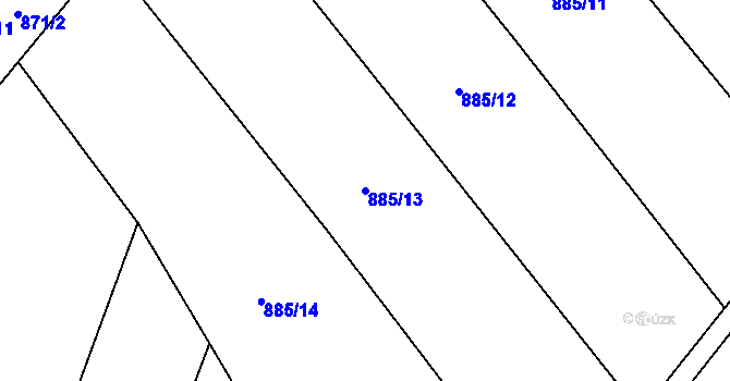 Parcela st. 885/13 v KÚ Hrabenov, Katastrální mapa