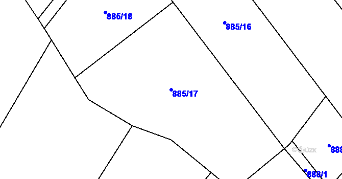 Parcela st. 885/17 v KÚ Hrabenov, Katastrální mapa