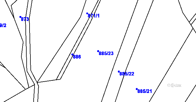 Parcela st. 885/23 v KÚ Hrabenov, Katastrální mapa