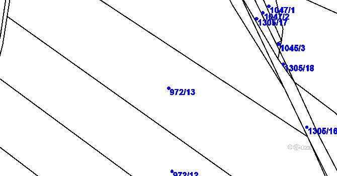 Parcela st. 972/13 v KÚ Hrabenov, Katastrální mapa