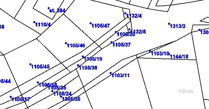Parcela st. 1105/23 v KÚ Hrabenov, Katastrální mapa
