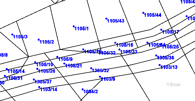 Parcela st. 1105/32 v KÚ Hrabenov, Katastrální mapa