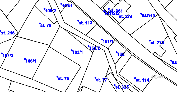 Parcela st. 161/2 v KÚ Hrabenov, Katastrální mapa