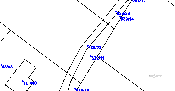 Parcela st. 639/23 v KÚ Hrabenov, Katastrální mapa