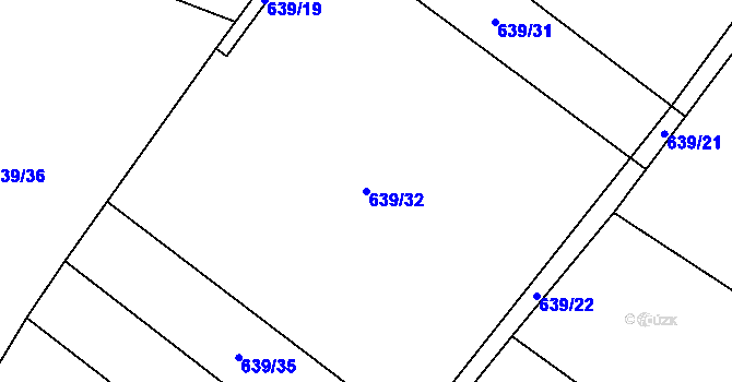 Parcela st. 639/32 v KÚ Hrabenov, Katastrální mapa