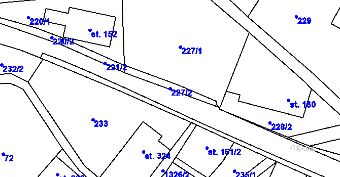 Parcela st. 227/2 v KÚ Hrabenov, Katastrální mapa