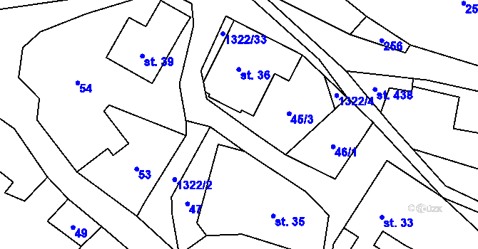 Parcela st. 45/4 v KÚ Hrabenov, Katastrální mapa
