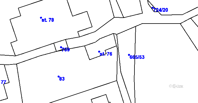 Parcela st. 76 v KÚ Hraběšice, Katastrální mapa