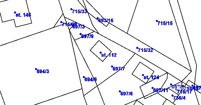Parcela st. 112 v KÚ Hraběšice, Katastrální mapa