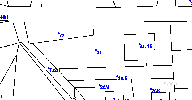 Parcela st. 21 v KÚ Hraběšice, Katastrální mapa